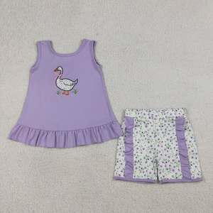 Nuevo Conjunto de Túnica de Manga Corta y Pantalones Cortos para Bebés Niñas con Bordado Floral, Spandex/Poliéster Ecológico - Product Image 6