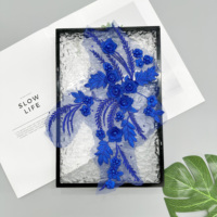 Applique brodée 3D en maille colorée, motif floral fait main, pour la décoration de vêtements et la mode