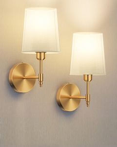 Appliques murales modernes pour la décoration de la maison, abat-jour en tissu doré à intensité variable, applique murale rechargeable <span class=keywords><strong>sans</strong></span> <span class=keywords><strong>fil</strong></span> pour le couloir du salon - Product Image 1