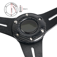 Vente d'usine Volant de course en fibre de carbone forgé 14 ''pouces 350mm diamètre 6 boulons avec bouton de klaxon