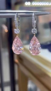 Pendientes de Diamantes Cultivados en Laboratorio, Corte Pera, Color Rosa, 3CT, Chapados en Oro de 14K, Certificados por IGI, Regalo de Joyería Fina para Bodas, Aniversarios y Fiestas - Product Image 5