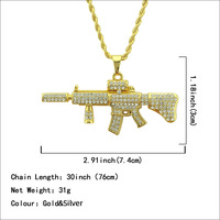 CJH Hip Hop Creative Accessoires Hommes Diamant clouté AK47 Mitraillette En Forme De Pendentif Collier Pendentif