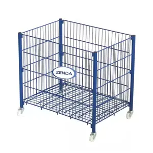 Hot bán công suất 50kg gấp dây thép lưới Pallet container kim loại lưu trữ CuộN lồng xe đẩy