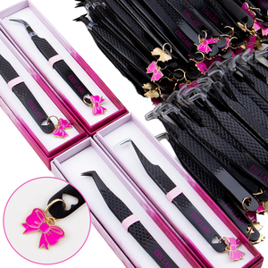 Pinzas ESSI LASH personalizadas de acero inoxidable con punta de 45 y 90 grados, antimagnéticas, duraderas, para extensiones de pestañas de volumen, con fibra colgante - Product Image 1