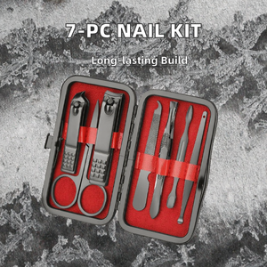 Ensemble de coupe-ongles en acier inoxydable portable de haute qualité 7 pièces Kit d'outils de manucure et de pédicure avec boîte en acrylique Vente en gros pour les voyages - Product Image 2