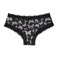 Celana dalam Bikini Halloween wanita seksi bertepi renda tengkorak Gotik gelap dipersonalisasi Anti bakteri pinggang rendah