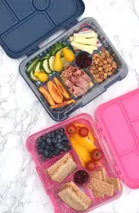 Caixa de almoço de plástico isolada, caixa térmica à prova de vazamento para almoço das crianças