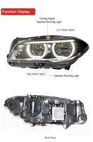 Faro Delantero Full LED SJC Auto para BMW Serie 5 F10 F18 520i 525i 2011-2017, Actualización a Accesorios de Lámpara de Luz Diurna Ojos de Ángel