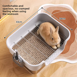 Litière pour lapin en acier inoxydable durable, type ouverture, avec clôture surélevée anti-éclaboussures, facile à nettoyer, fournitures pour animaux de compagnie - Product Image 2