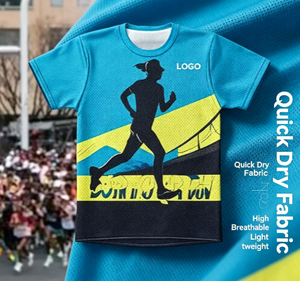 Maglietta da Corsa Personalizzata OEM ODM, Asciugatura Rapida, Stampa Integrale, T-Shirt Sportiva per Maratona, Logo Personalizzato, Uniforme da Gara in Sublimazione - Product Image 2