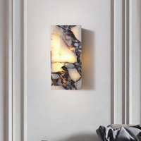 Lampu Dinding Marmer Bulgari Gaya Modern Lampu Batu Alam Elegan untuk Dinding Latar Ruang Tamu Lampu Samping Tempat Tidur Kamar Tidur