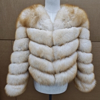 Manteau en fourrure de renard véritable pour femme, chaud et élégant, coupe courte en V, ajusté, pour l'hiver