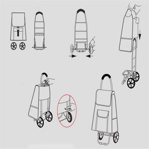 Chariot de courses léger 600D en tissu Oxford imprimé, chariot de Shopping sur 2 roues avec sac détachable <span class=keywords><strong>Shoppi</strong></span> - Product Image 4