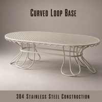 Table de salle à manger ovale en métal pour extérieur, plateau perforé, base en fil métallique ornée, mobilier de jardin, patio, restaurant, hôtel