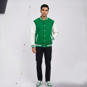 College <b>Baseball</b> <b>Men's</b> Letterman <b>Jacket</b> OEM Embroidery Patches Custom Plus Size 100% Cotton Stand Collar Front Logo - Product Image 1