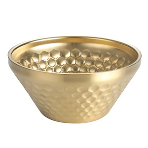 Stainless Steel Hammered Bowl 304 Double Walled Salad Dessert Serving Bowl Home Use - Product Image 2