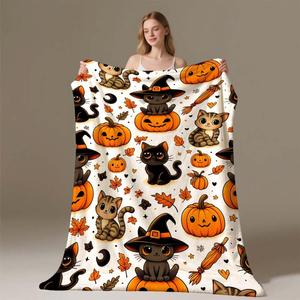 Manta de Franela con Motivos de Halloween, Manta para Siesta, Decoración para Fiestas, Regalo de Terror, Cálida, Súper Suave para el Hogar y la Oficina - Product Image 1