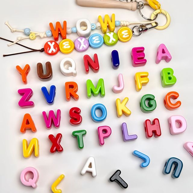 Acrylic Shaped High End Hand Feel Color Letter Beads Large Hole Pine Beads DIY Craft Materials