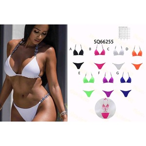 HDJ Plus Size Bikini Swimwear <b>Tummy</b> <b>Control</b> Halter Two Piece Set Blue Red Green Pink SQ66255 - Product Image 2