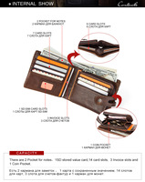 Dompet Kulit Anti RFID Gaya Vintage, Dompet Lipat Dua Kulit Sapi Asli Pria Dengan Penutup Kancing Jepret