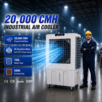 Ventilateur rafraîchisseur d'air évaporatif portable 20000 cmh en plastique pour extérieur, ventilateur de sol, ventilateur de refroidissement d'air, climatiseur électrique à évaporation