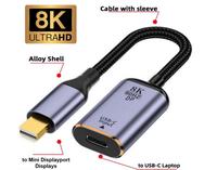 Câble HDTV USB Type C Femelle vers Mini DisplayPort 1.4 Mâle Sortie 8K@60Hz 4K@120Hz pour Tablette Téléphone Ordinateur Portable