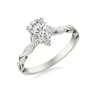 custom 14K solid Gold Engagement Ring Lab Grown Diamond pear Cut Twisted <b>Infinity</b> Shank Pave Side IGI certificate Jewelry women - Product Image 3