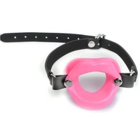 Gros bâillon oral Bdsm Bondage sangle sur caoutchouc cuir bouche ouverte Oral bande Bondage contraintes Femdom esclave Bondage métal Sm jouets