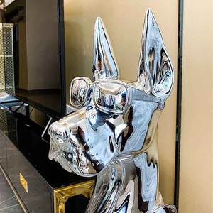 Esculturas de perro galvanizado, <span class=keywords><strong>estatua</strong></span> de decoración para el hogar, escultura de <span class=keywords><strong>Doberman</strong></span> artesanal, decoración para el hogar, venta al por mayor - Product Image 5