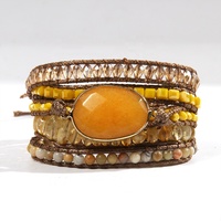 Vrouwen Op Maat Gemaakt Sieraden Boho Armband Natuurlijke Edelsteen Glas Amazoniet Valentijnshart Charm Geweven 5-Draads Omwikkel Armbanden