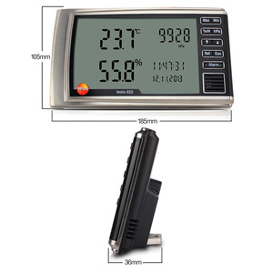 เครื่องวัดสภาพแวดล้อมอุตสาหกรรม Testo 622 หน้าจอขนาดใหญ่ วัดอุณหภูมิและความชื้น  OEM ปรับแต่งได้ สีเงิน วัสดุ ABS ใช้แบตเตอรี่ - Product Image 2