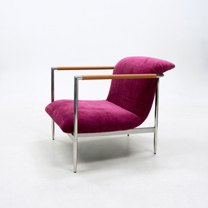 Fauteuil individuel de style vintage de luxe avec accoudoirs en acier inoxydable, mobilier de détente pour la maison, idéal pour balcon et salon - Product Image 1