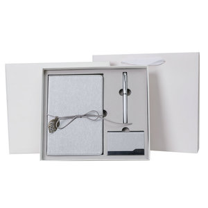 Exquisite Teacher's Day Gift Set with Logo Leaf Design Notebook and Business Card Holder Gift Box-Souvenir Gift