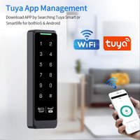 Lector de Control de Acceso con Teclado, Wifi, App Tuya, Resistente al Agua, Código Táctil, Doble Tarjeta RFID 125khz / 13.56mhz, 12V-24V