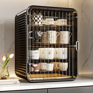 Kitchen Storage Cabinet Transparent Multi Layer Cup Holder Desktop Organizer Easy Cleaning Rectangle Standing Type - Product Image 2