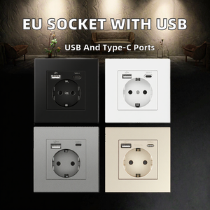 EU Industrielle 2-fach Steckdose mit USB Typ-C 2.1A 16A PVC-Panel 86x86mm Wandsteckdose für Gewerbliche Nutzung <span class=keywords><strong>Novski</strong></span> - Product Image 2