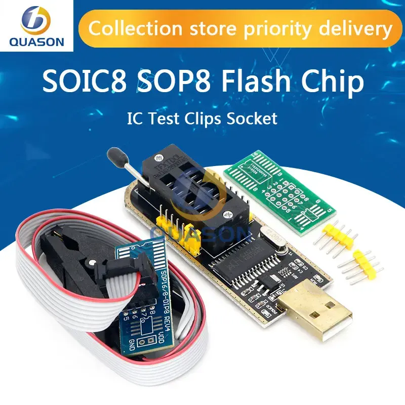 CH341 24 25 סדרת EEPROM פלאש BIOS מודול מתכנת USB + SOIC8 SOP8 קליפ בדיקה עבור EEPROM 93CXX / 25CXX / 24CXX