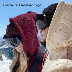 Sweat à capuche en tricot surdimensionné d'hiver avec logo personnalisé en couleur 3D en relief, pull en coton pour homme, streetwear décontracté - Product Image 1