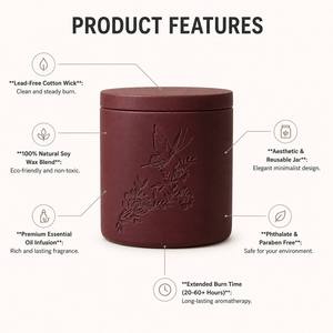Bougie d'aromathérapie de luxe personnalisée OEM faite à la main en cire de soja, pot en gypse, boîte cadeau couleur assortie, décoration moderne pour la maison, Thanksgiving, Pâques - Product Image 3