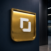 Papan Tanda Logo 3D Logam Kustom dari Baja Anti Karat Titanium Brushed untuk Dekorasi Dinding Merek di Gedung Kantor, Toko, Penggunaan Dalam/Luar Ruangan