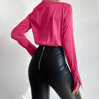 GIMILY oem custom Sexy Deep V Neck jumpsuit women playsuits body Shirts Elegant Long Sleeve Bodysuits For Women