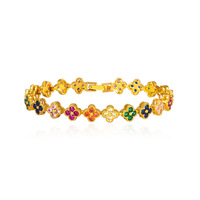 Bracelet trèfle à quatre feuilles en zircon arc-en-ciel, bracelet pavé de diamants exquis, bijoux de luxe esthétiques et tendance pour elle
