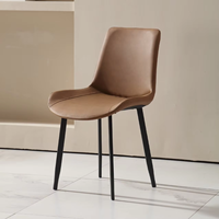 Chaise de salle à manger moderne de luxe nordique en tissu velours vert bleu gris rembourrée en PU avec structure en fer