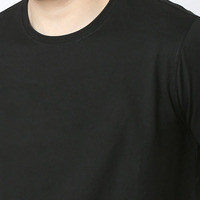 Camiseta de Algodón Casual para Hombre, Cuello Redondo, Manga Corta, Color Negro Sólido, Corte Ajustado, Uso Diario de Verano, Secado Rápido, Transpirable, Precio Bajo