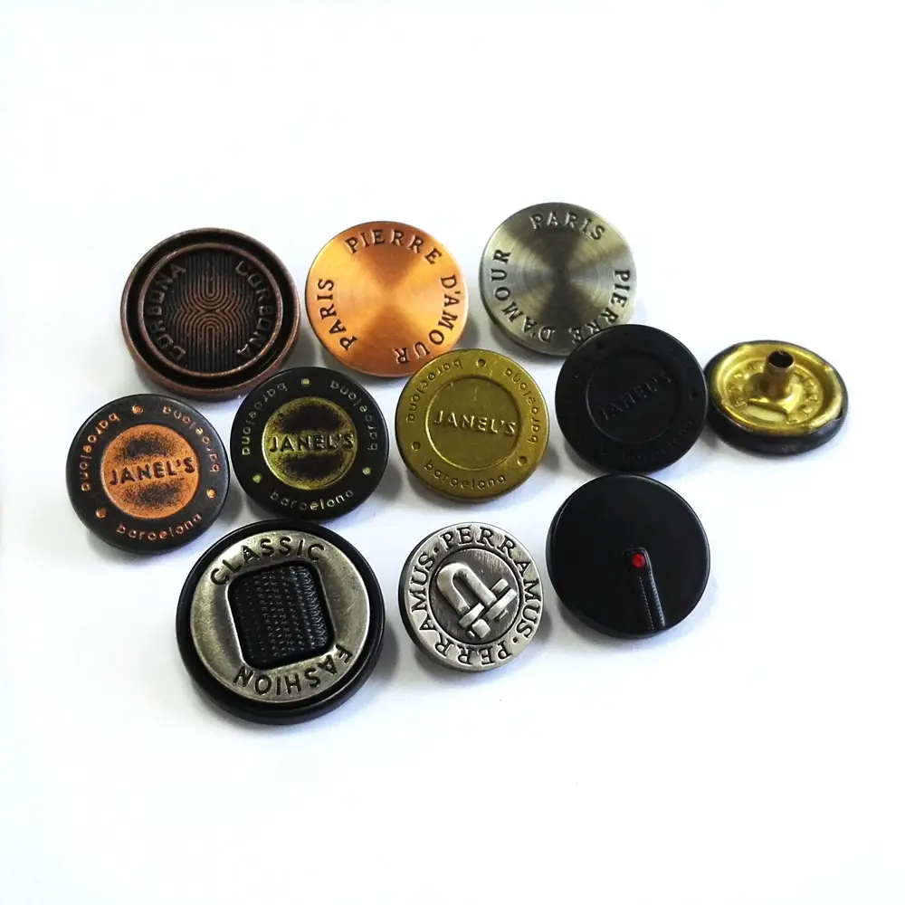rétro vintage graver logo anti laiton antique cuivre argent doré 17mm boutons-pression en métal bouton pour les vêtements
