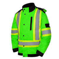 Veste d'hiver réversible personnalisée haute visibilité matelassée réfléchissante en microfibre antibactérienne pour homme, idéale pour les travaux routiers et la construction