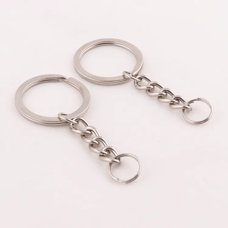 factory supply cheap blank metal key ring with chain gifts keychain