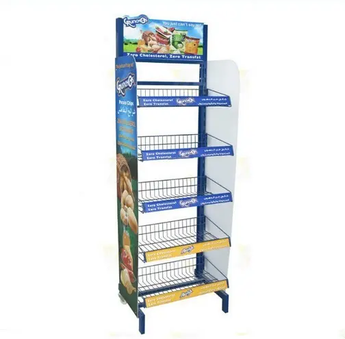 מתכת ריצוף לחם תצוגת מדף/ביסקוויט תצוגת stand/חטיפים/סוכריות תצוגת Stand