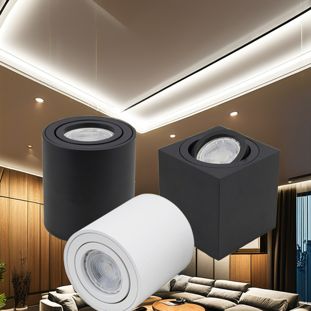 Adjustable Surface  Gu10 Downlight Fitting Fixed Ceiling Spot Light Round Black Recessed Gu10 LED Downlight