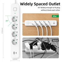 Pheiyon 16A 250V 1.4m Schuko Prizli Çoklu Priz 4 Çıkışlı USB PD Şarj Cihazlı IP20 PP Malzemeli Endüstriyel/Ticari/Hastane Kullanımı İçin